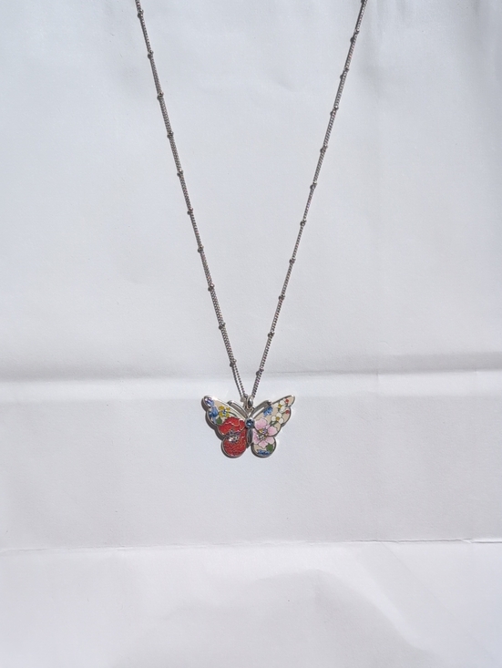 Brighton Jewelry - Brighton Silver Butterfly Pendant Necklace with Multicolor Enamel